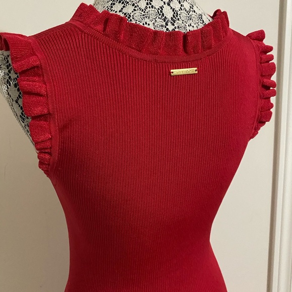 MICHAEL KORS Red Ribbed Knit Dress, Size XS - Picture 7 of 8